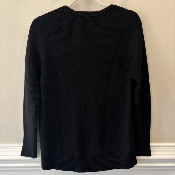 Athleta Hanover Refined V Neck‎ Sweater Size XS Black Merino Wool Cozy - Picture 4 of 4